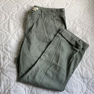 J. Crew Cropped Olive Gray Cotton Pants